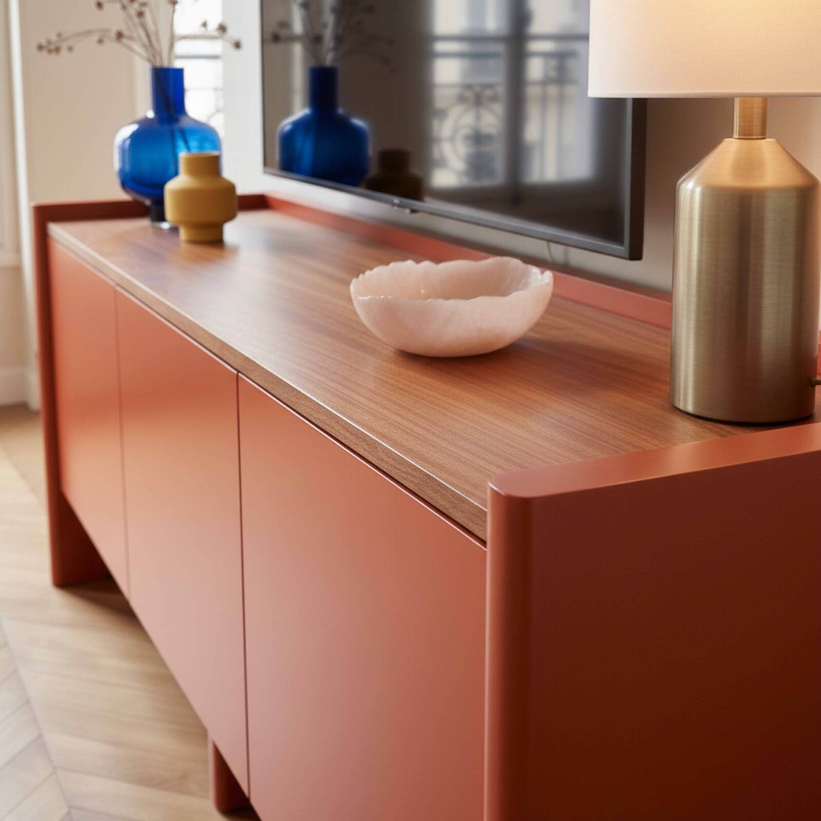 Meuble TV coloré 120 cm rétro