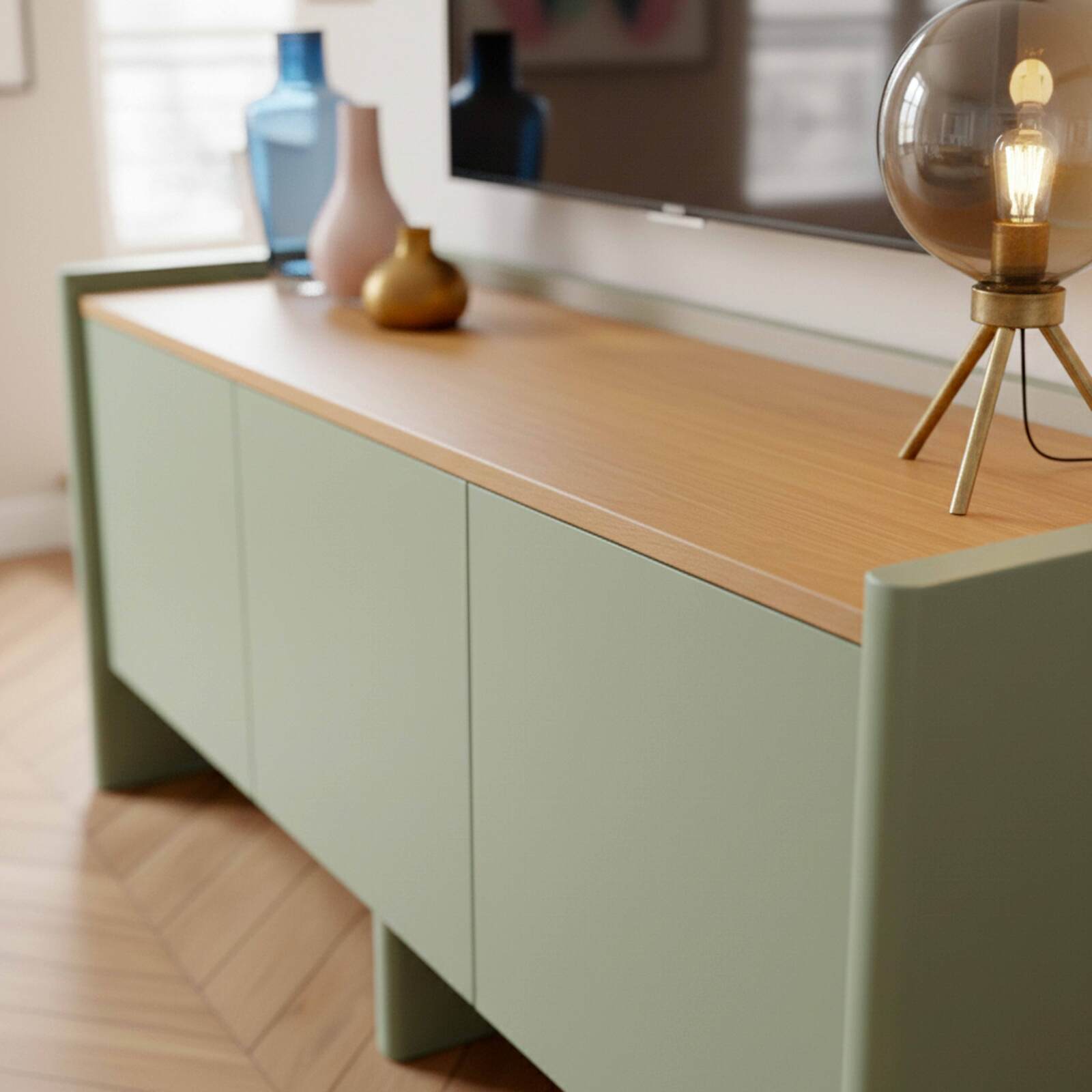 Meuble TV coloré 120 cm rétro