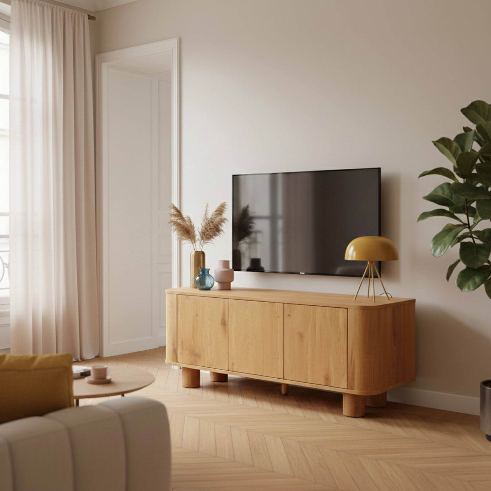 Meuble TV effet bois 120 cm
