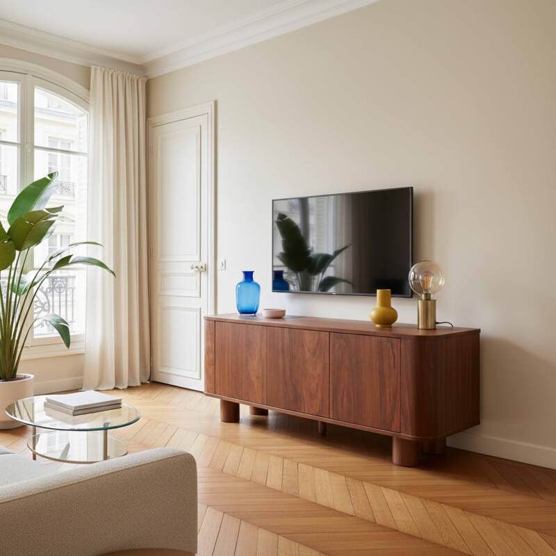 Meuble TV effet bois 120 cm