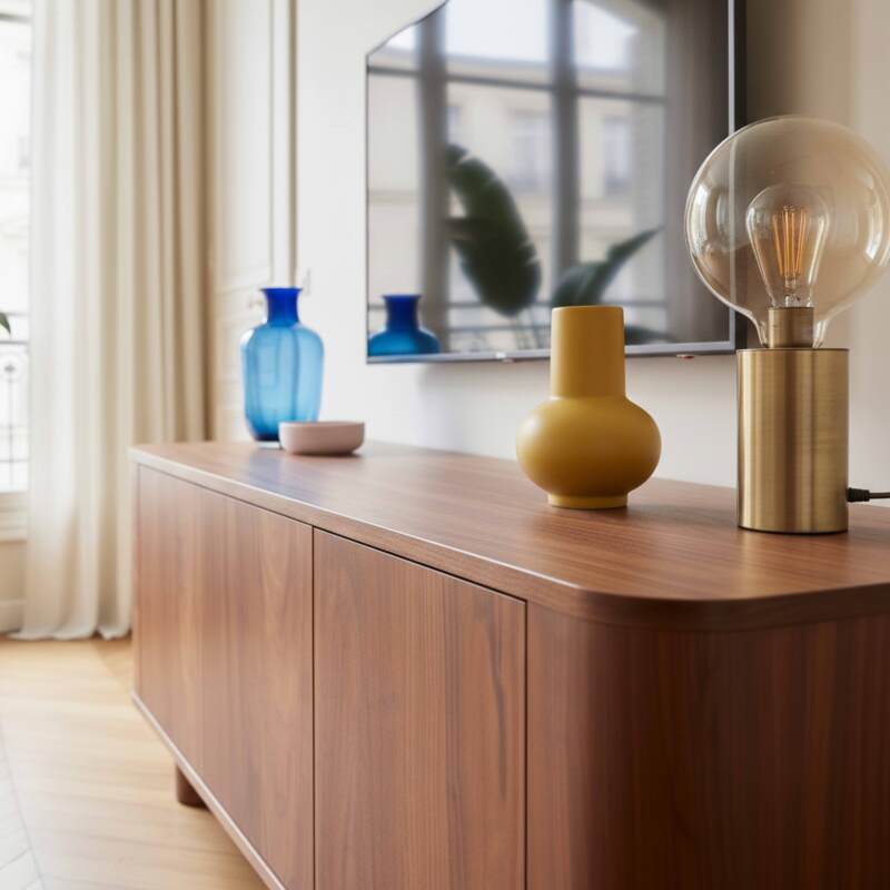 Meuble TV effet bois 120 cm (3/8)