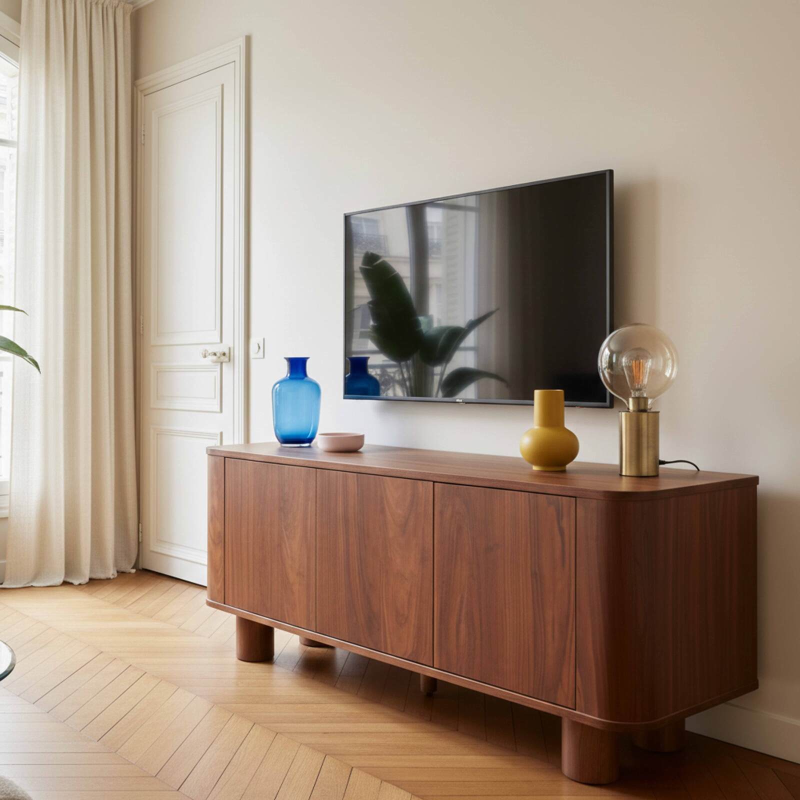 Meuble TV effet bois 120 cm