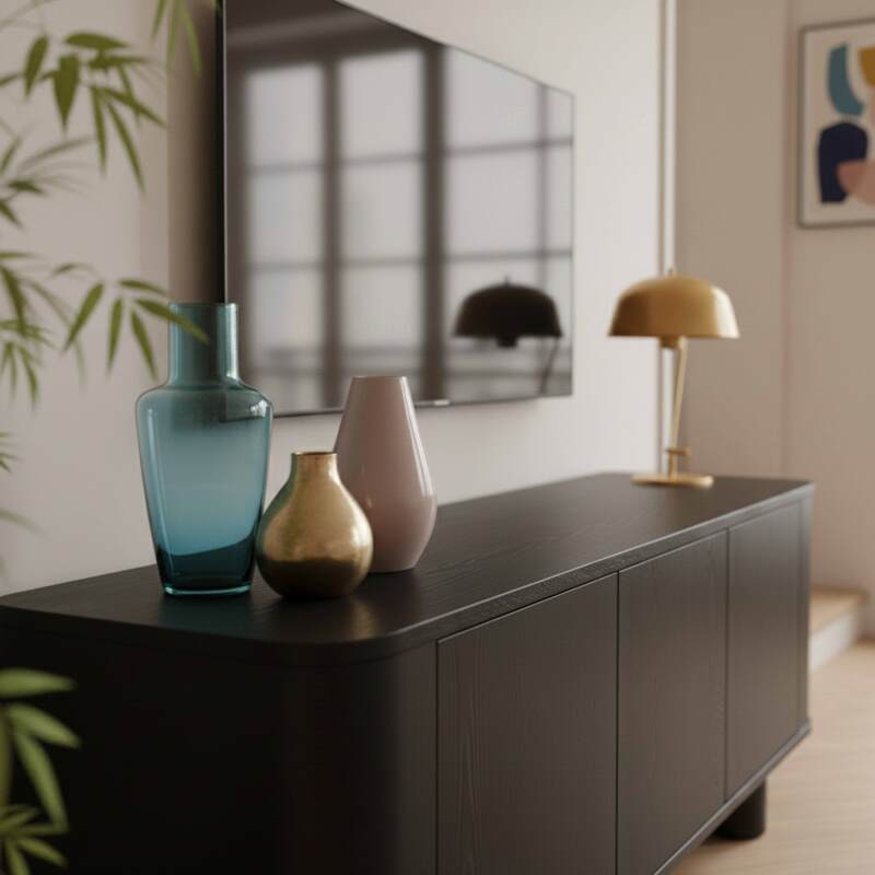 Meuble TV effet bois 120 cm (3/8)