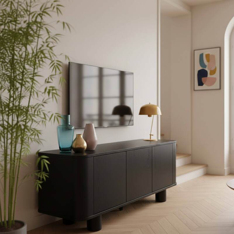 Meuble TV effet bois 120 cm (2/8)