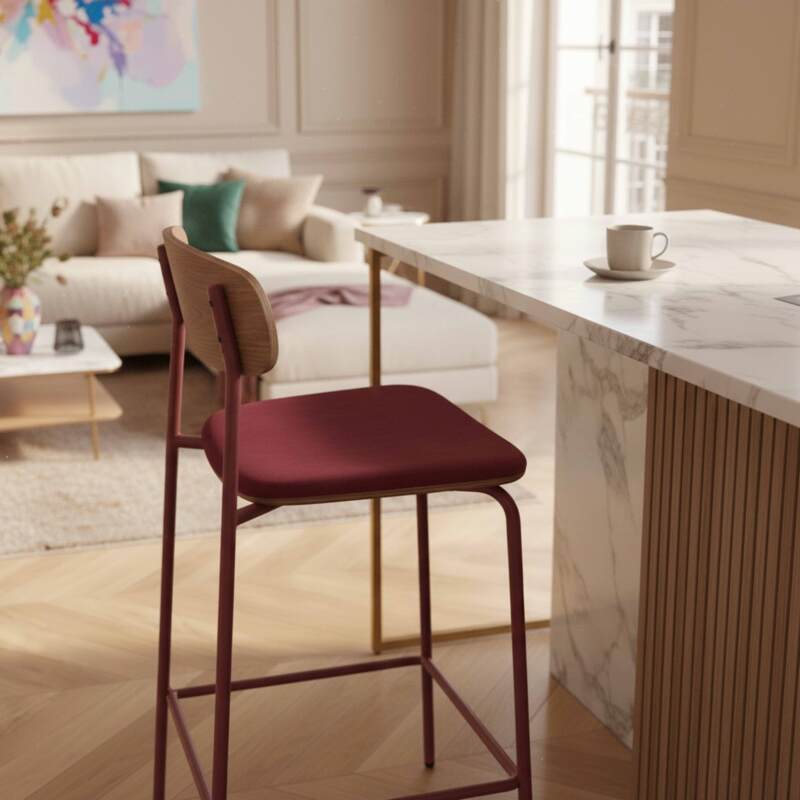 Chaises hautes en bois, métal et tissu - Lot de 2 (3/8)