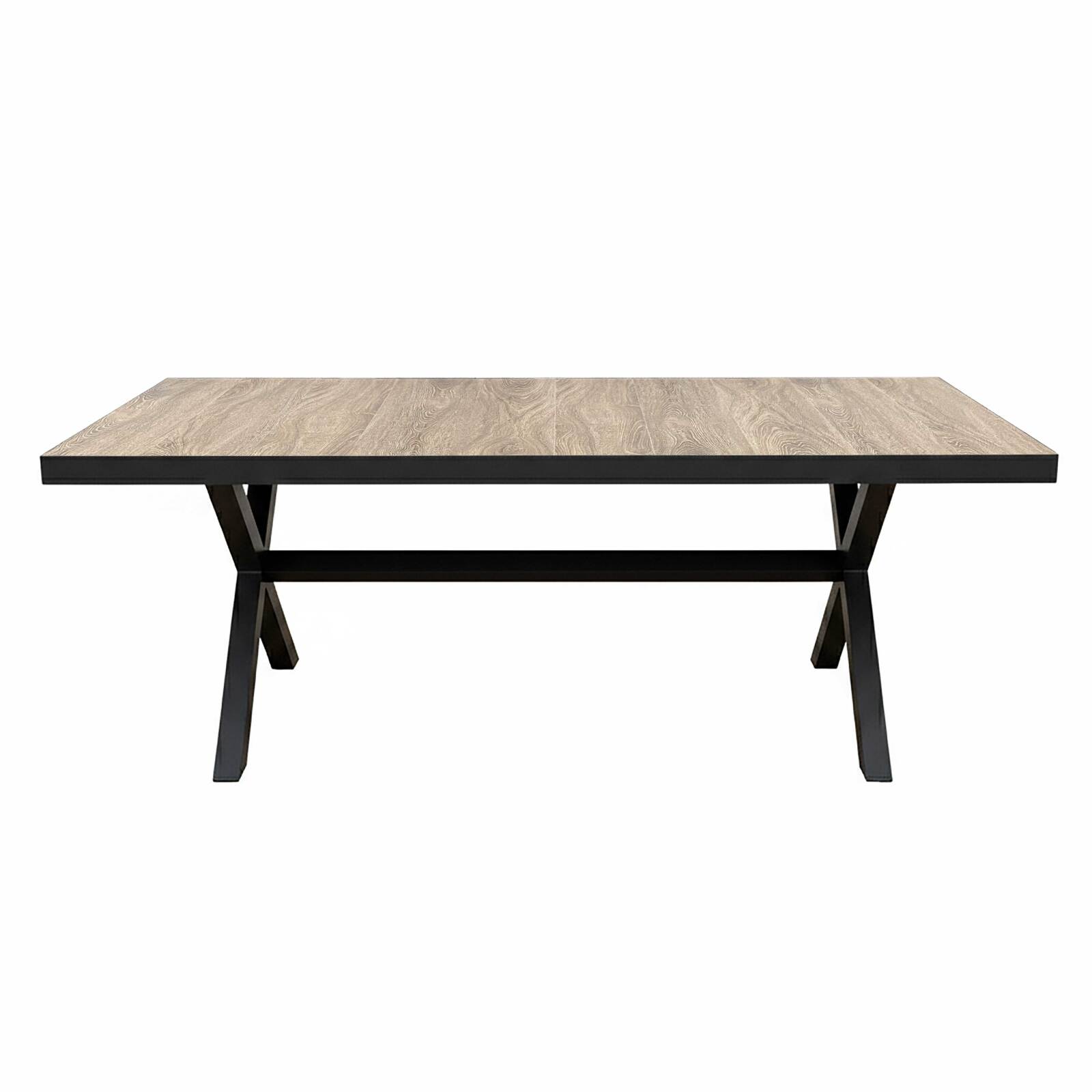 Table de jardin en aluminium et céramique effet bois 8 personnes 201x100 cm