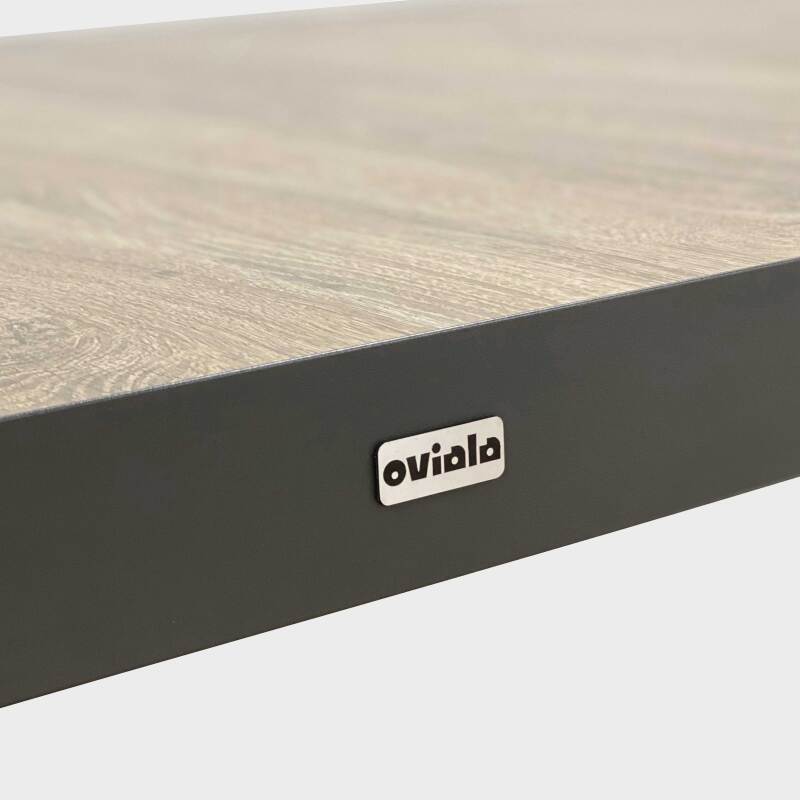 Table de jardin en aluminium et céramique effet bois 8 personnes 201x100 cm (2/8)