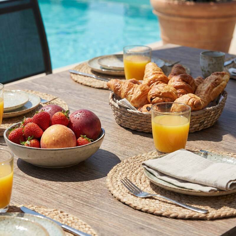 Table de jardin en aluminium et céramique effet bois 8 personnes 201x100 cm (7/8)