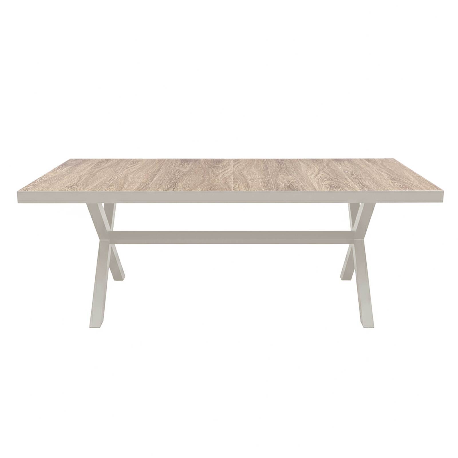 Table de jardin en aluminium et céramique effet bois 8 personnes 201x100 cm