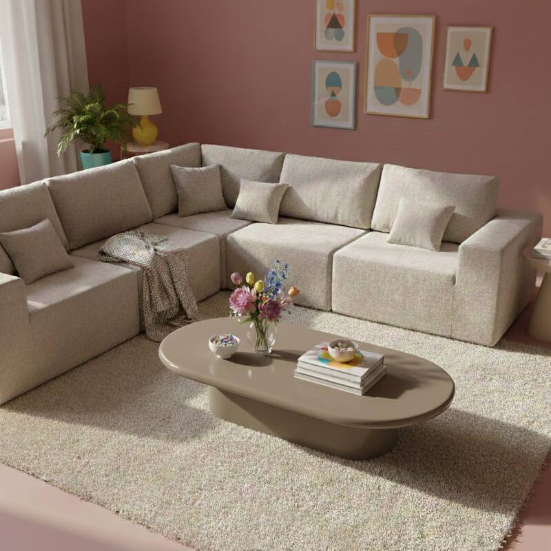 Table basse effet laqué ovale 100x70 cm style rétro