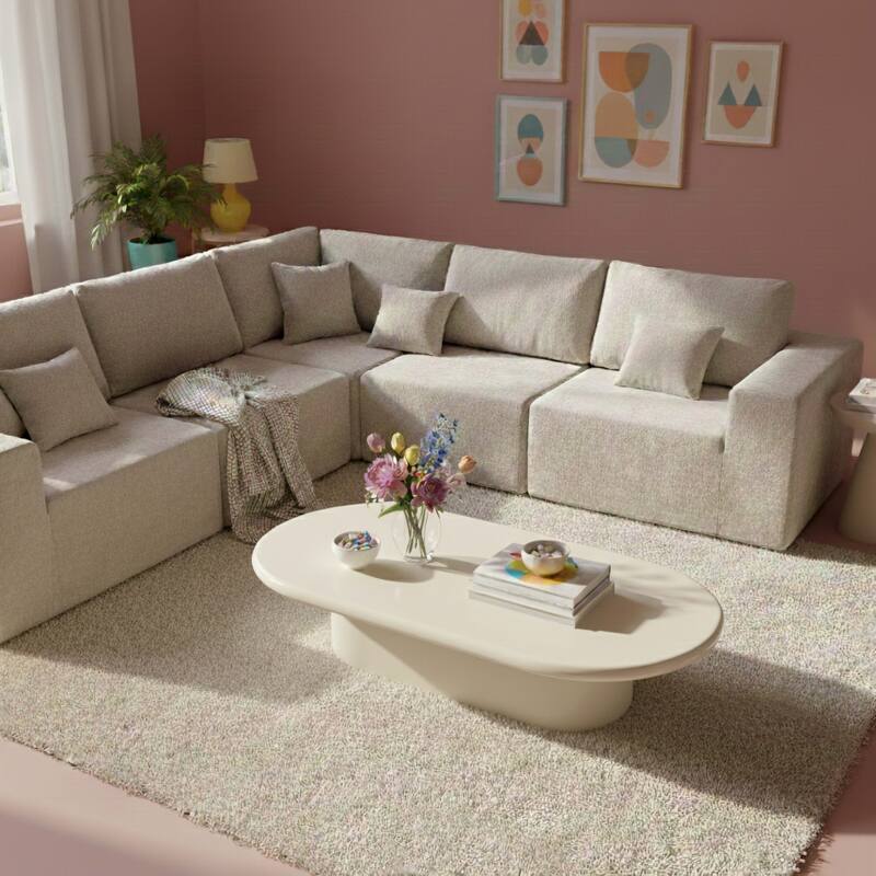 Table basse effet laqué ovale 100x70 cm style rétro