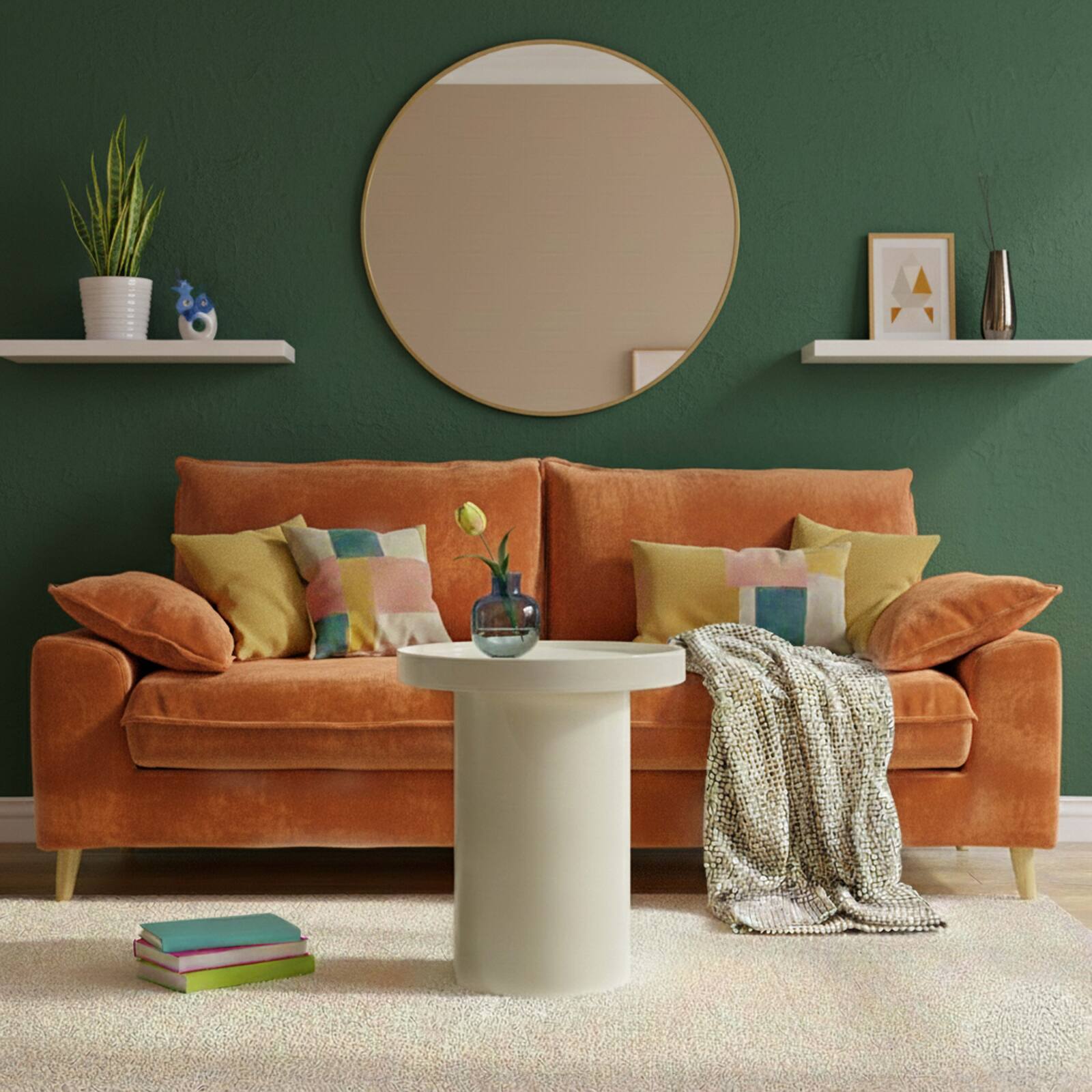 Table basse effet laqué ronde Ø40 cm style rétro