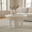 Table basse effet laqué ronde Ø70 cm style rétro  