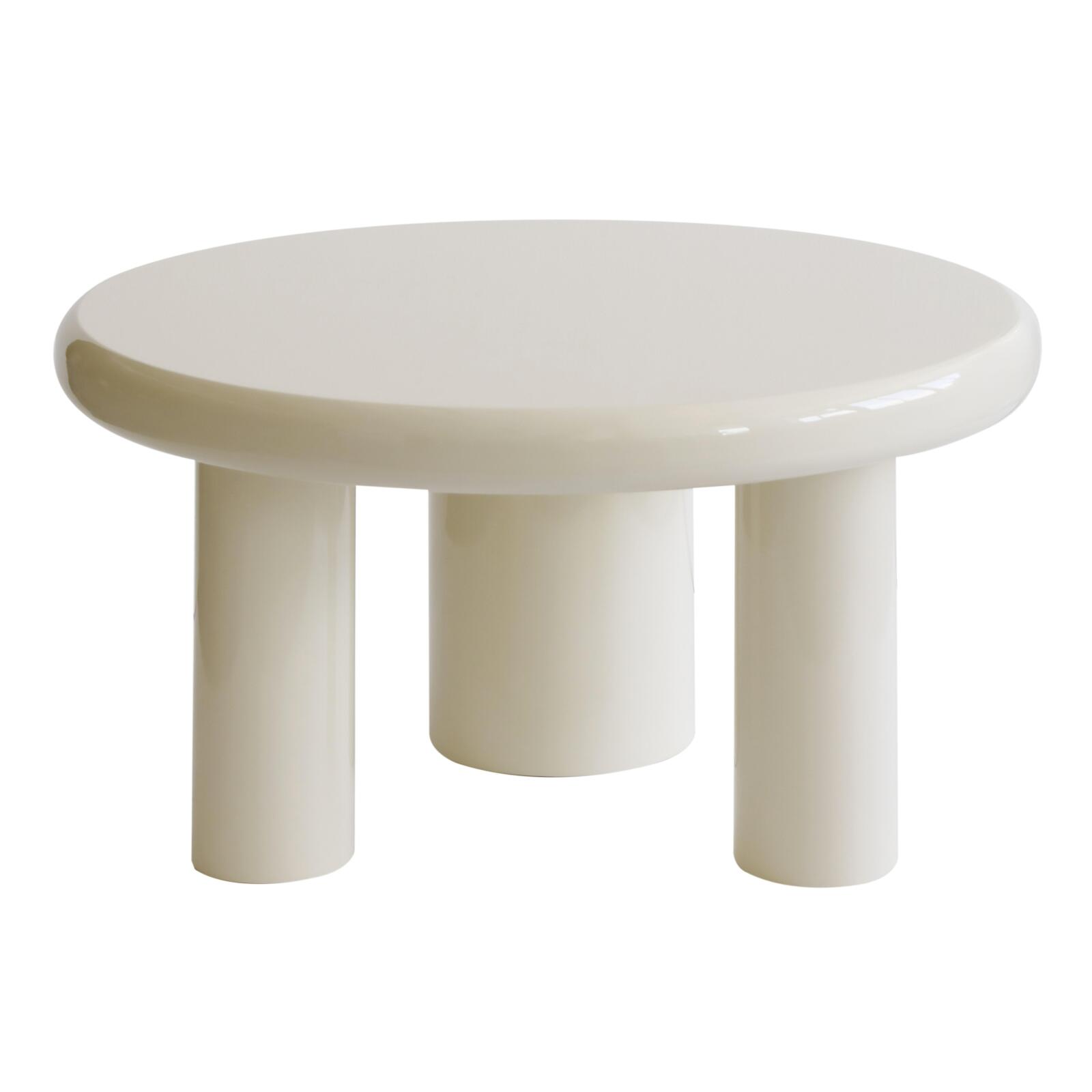 Table basse effet laqué ronde Ø70 cm style rétro  