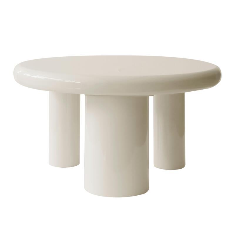 Table basse effet laqué ronde Ø70 cm style rétro   (3/4)