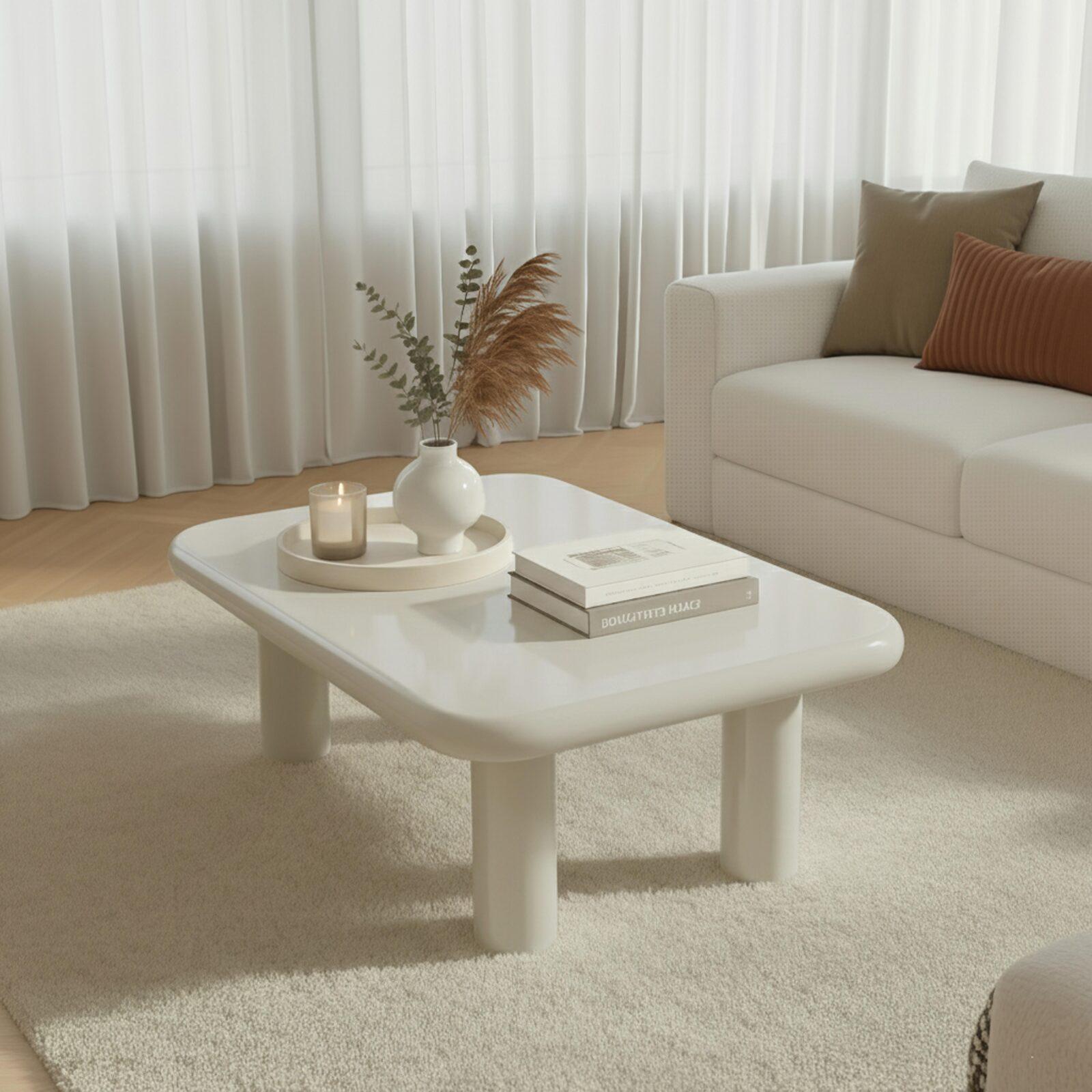 Table basse effet laqué rectangulaire 100x60 cm style rétro 