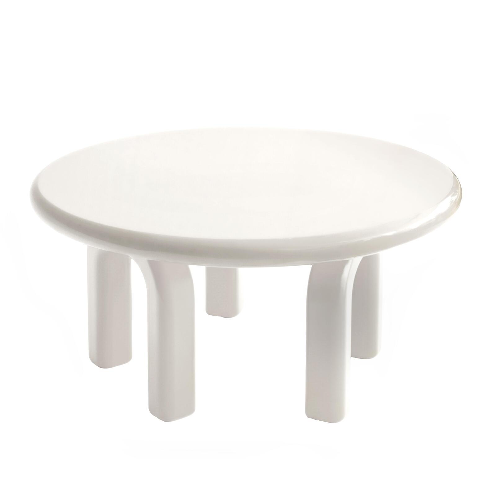Table basse effet laqué ronde Ø80 cm style rétro