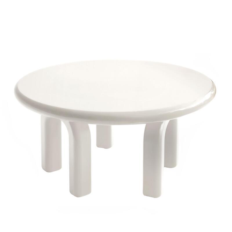 Table basse effet laqué ronde Ø80 cm style rétro (3/4)