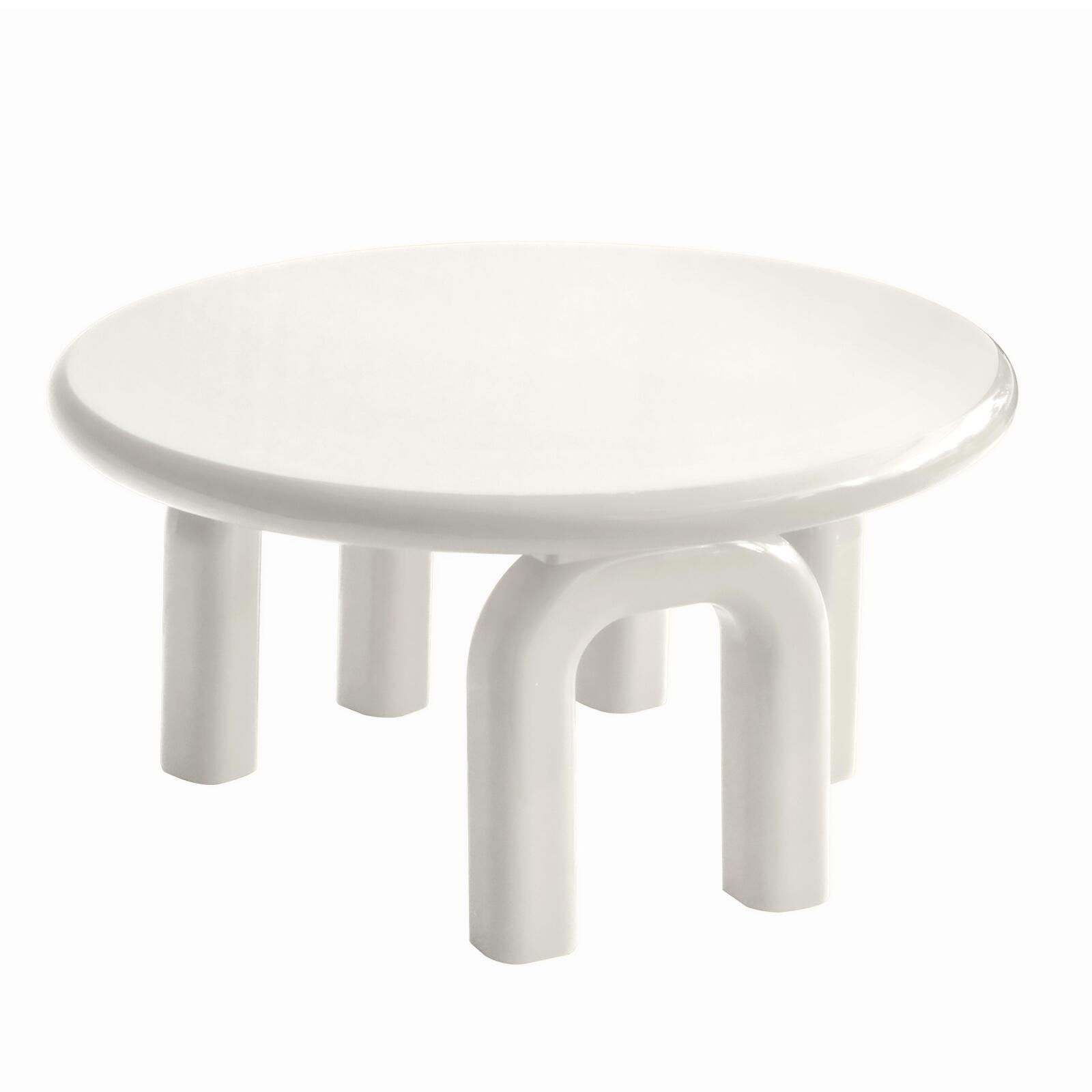 Table basse effet laqué ronde Ø80 cm style rétro