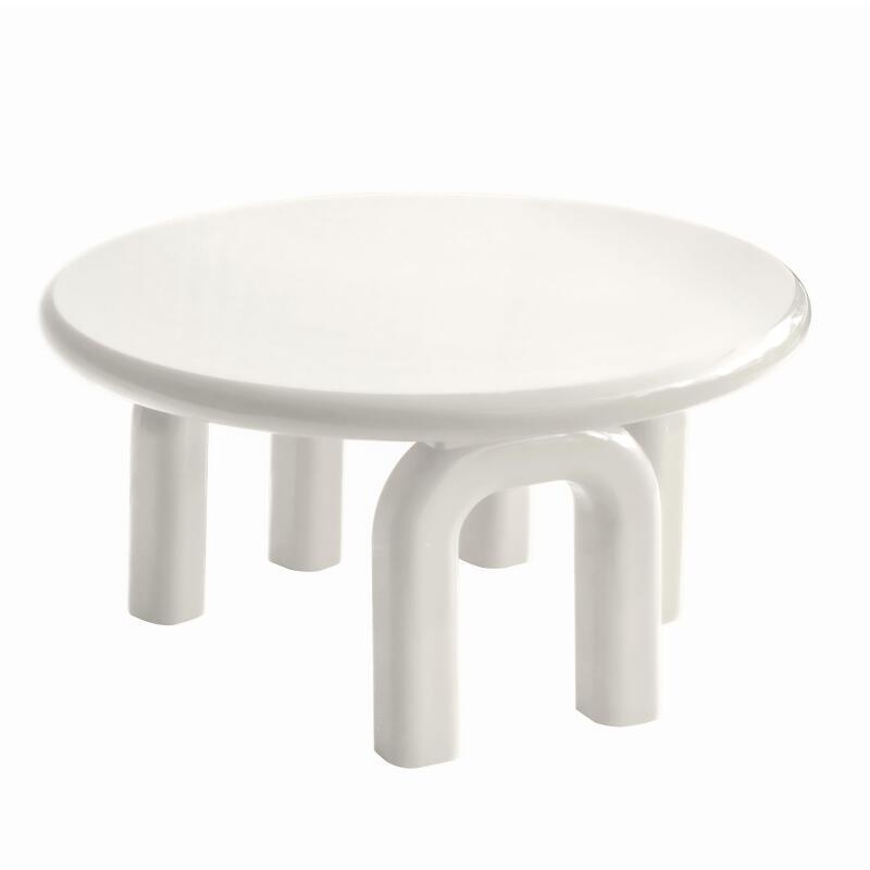 Table basse effet laqué ronde Ø80 cm style rétro