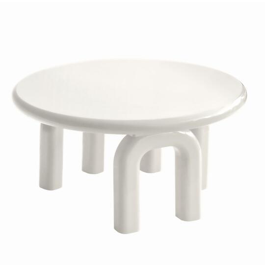 Table basse effet laqué ronde Ø80 cm style rétro