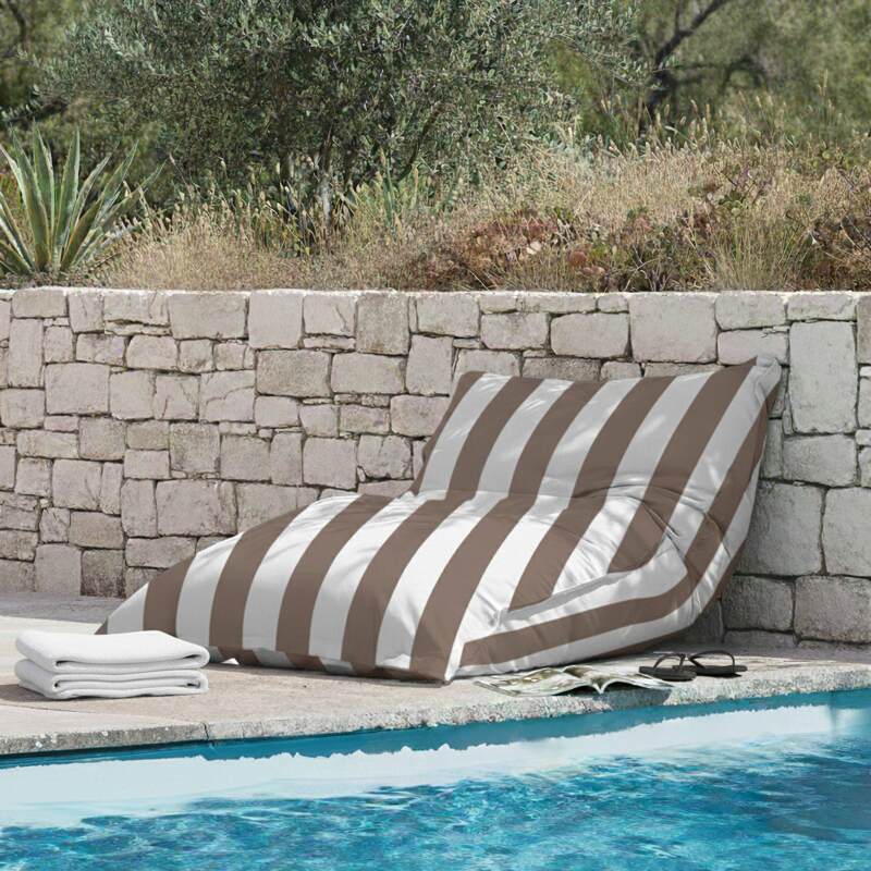 Pouf rayé XXL imperméable coussin géant 140x120 cm