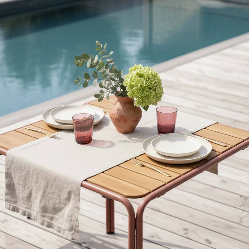 Table de jardin bistrot carrée en métal et polywood 2 personnes 70x70 cm (2/6)