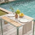 Table de jardin bistrot carrée en métal et polywood 2 personnes 70x70 cm