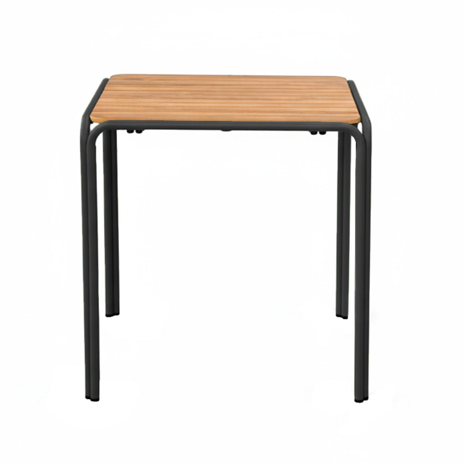 Table de jardin bistrot carrée en métal et polywood 2 personnes 70x70 cm