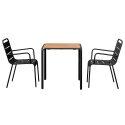 Table de jardin bistrot carrée en métal et polywood 70x70 cm et 2 chaises avec accoudoirs 