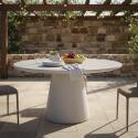 Table de jardin ronde effet béton lisse 4 personnes Ø130x76 cm - Ambiance