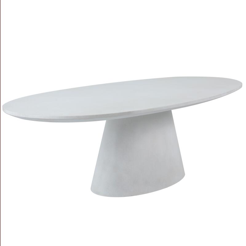 Table de jardin ovale effet béton lisse 10 personnes 250x110 cm