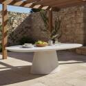 Table de jardin ovale effet béton lisse 10 personnes 250x110 cm