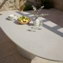 Table de jardin ovale effet béton lisse 10 personnes 250x110 cm