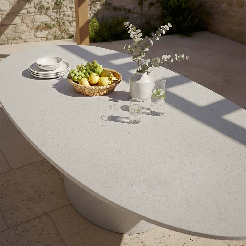 Table de jardin ovale effet béton lisse 10 personnes 250x110 cm (2/7)