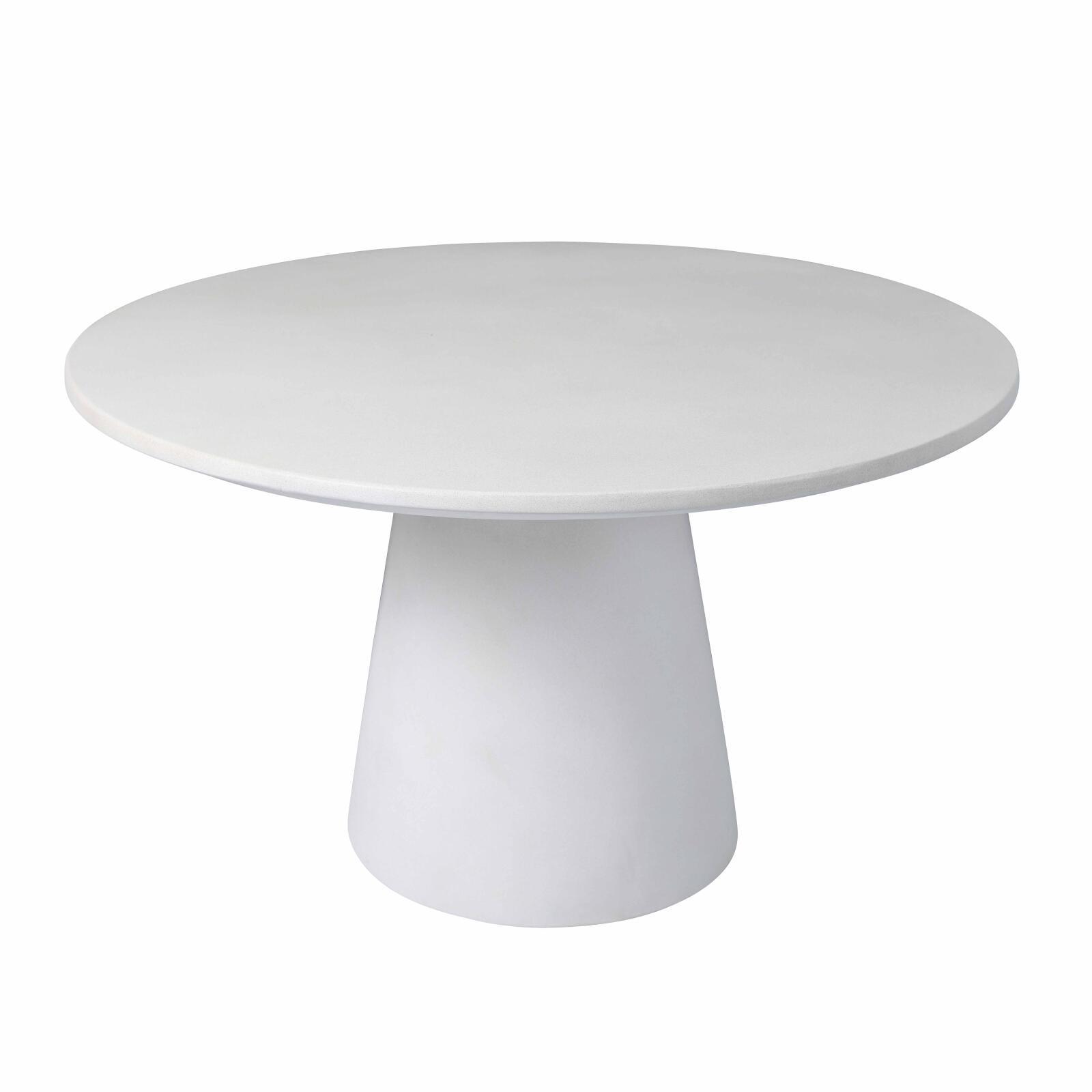 Table de jardin ronde effet béton lisse Ø130x76 cm et 4 chaises empilables en textilène