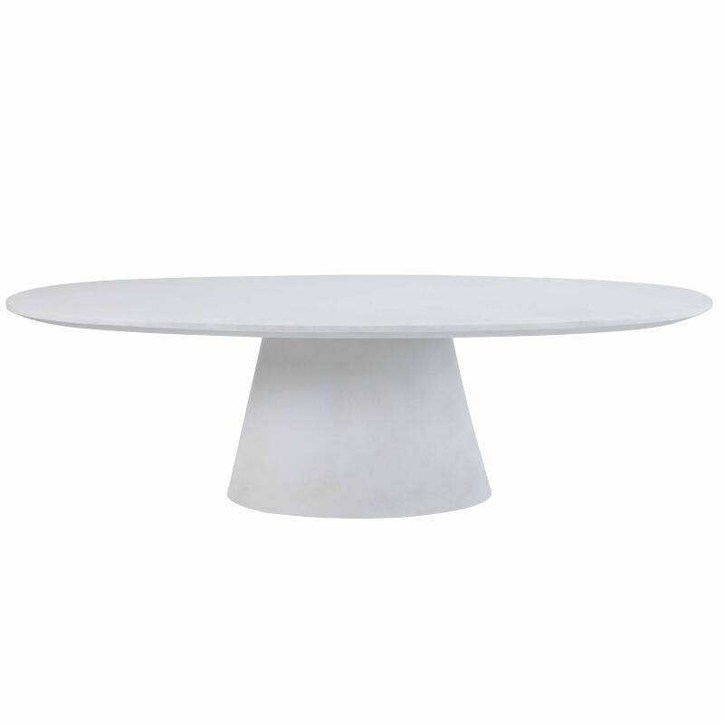 Table de jardin ovale effet béton lisse 250x110 cm et 8 chaises empilables en textilène (3/6)