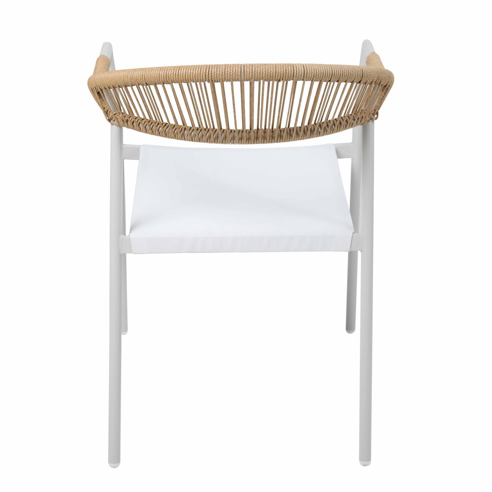 Table de jardin ovale effet béton lisse 250x110 cm et 8 chaises empilables en textilène