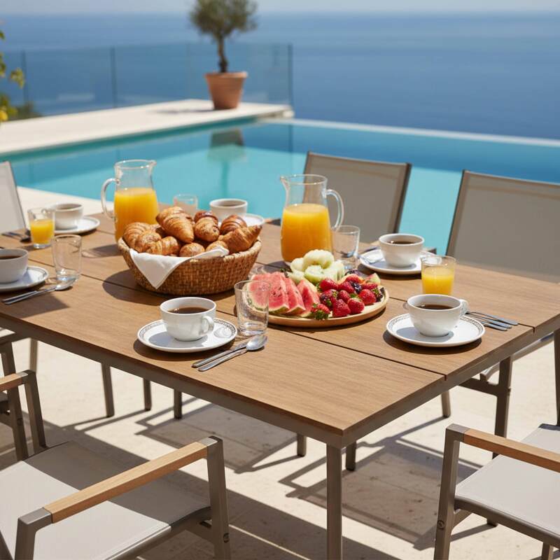 Table de jardin en métal et polywood 150x90 cm et 6 chaises  (2/7)