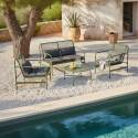 Salon de jardin en métal 4 places avec 1 canapé, 2 fauteuils et table basse