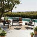 Salon de jardin en métal 4 places avec 1 canapé, 2 fauteuils et table basse