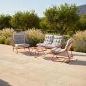 Salon de jardin en métal 4 places avec 1 canapé, 2 fauteuils et table basse