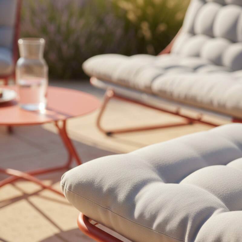 Salon de jardin en métal 4 places avec 1 canapé, 2 fauteuils et table basse (4/9)