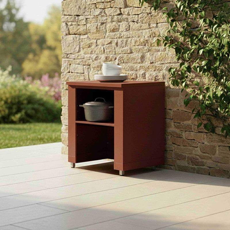 Cuisine extérieure en métal avec barbecue et rangements - 3 modules