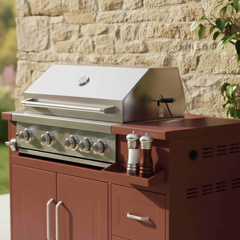 Cuisine extérieure en métal avec barbecue et rangements - 3 modules (4/6)