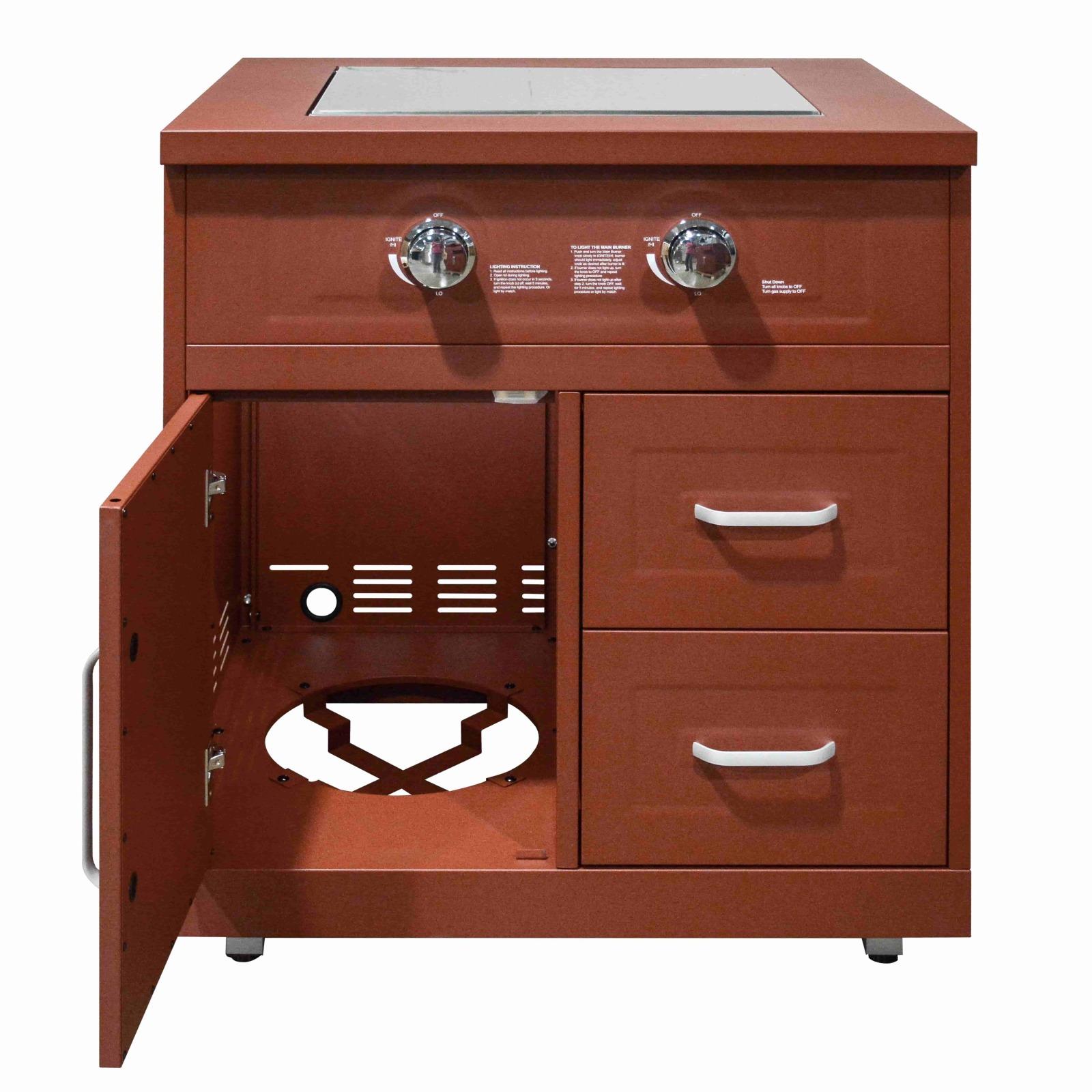 Cuisine extérieure en métal avec gazinière et rangements - 3 modules