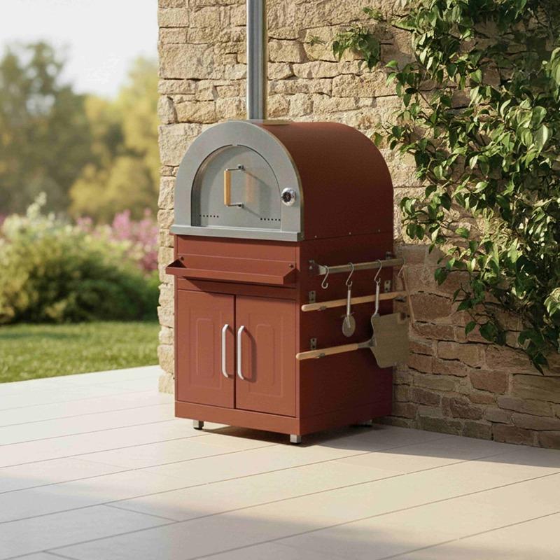 Cuisine extérieure en métal avec four à pizza, barbecue et rangements - 5 modules (7/9)