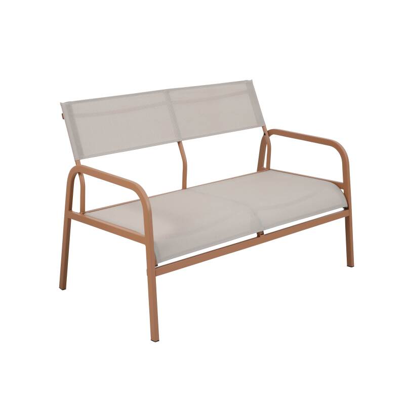 Salon de jardin en métal et textilène 4 places avec 1 canapé, 2 fauteuils et table basse (5/8)