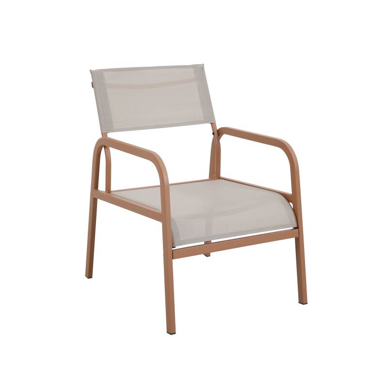 Salon de jardin en métal et textilène 4 places avec 1 canapé, 2 fauteuils et table basse (6/8)