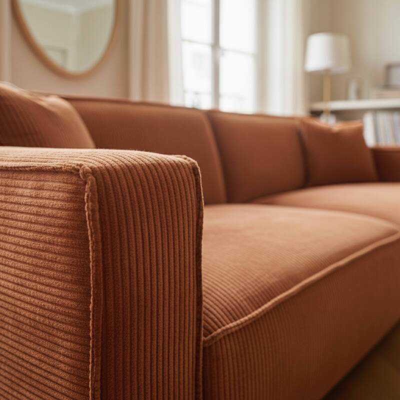 Canapé 3 places en velours côtelé avec coussins (7/9)